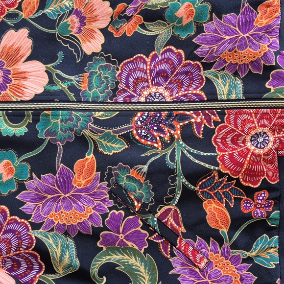 Susan Graver Navy Bomber Jacket with Multicolor Floral Print - Picture 2 of 8